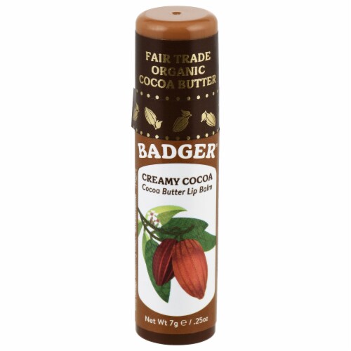 Badger Creamy Cocoa Butter Lip Balm Perspective: front