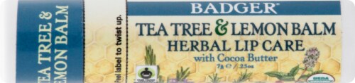 Badger Organic Tea Tree & Lemon Herbal Lip Balm Perspective: front
