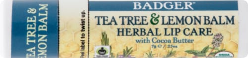 Badger Organic Tea Tree & Lemon Herbal Lip Balm Perspective: front
