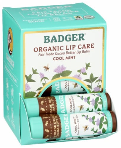 Badger Organic Cocoa Butter Cool Mint Lip Balm Perspective: front