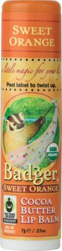 Badger® Organic Sweet Orange Cocoa Butter Lip Balm Perspective: front