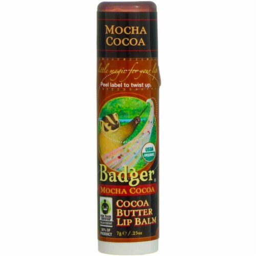 Badger Cocoa Butter Lip Balm Stick, Mocha Cocoa, 0.25 oz Perspective: front