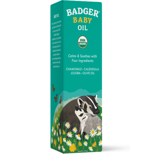 Badger® Chamomile & Calendula Calming Baby Oil Perspective: front