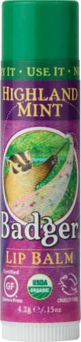 Badger  Organic Lip Balm   Highland Mint Perspective: front
