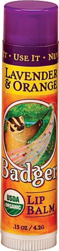 Badger  Organic Lip Balm   Lavender and Orange Perspective: front