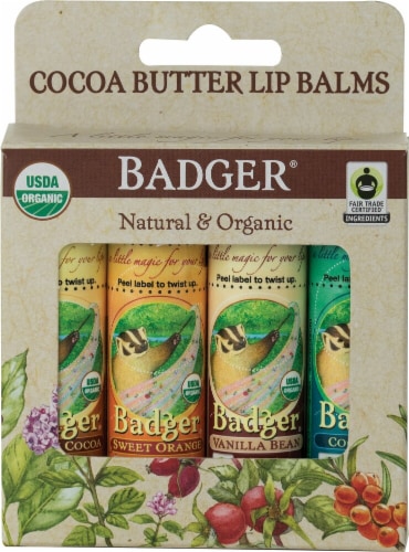 Badger  Natural & Organic Lip Balms Variety Perspective: front