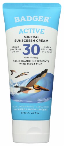 Badger® Active Clear Zinc Mineral Sunscreen Cream SPF 30 Perspective: front