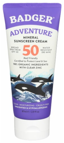 Badger® Adventure Mineral Sunscreen Cream SPF 50 Perspective: front