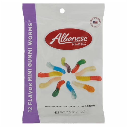 Albanese® 12 Flavor Mini Gummi Worms Perspective: front