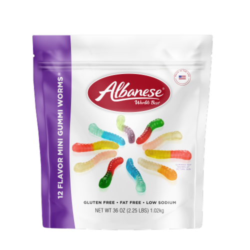 Albanese® Gluten Free Flavored Mini Gummy Worms Perspective: front