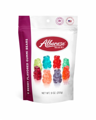 Albanese® 8 Berry Flavored Gummi Bears Bag Perspective: front