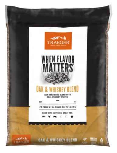 Traeger Wood Fire Grills Oak & Whiskey Pellets Perspective: front