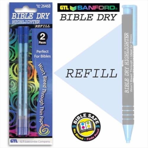 G T Luscombe 10343 Highlighter Bible Dry Blue Refill Perspective: front