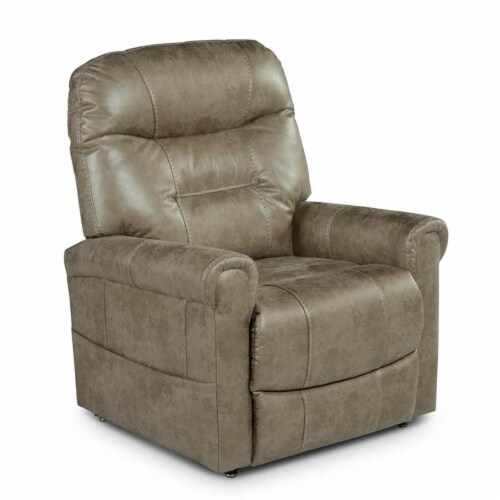 Ottawa Mushroom Light Brown Faux Leather Power Lift Chair with Heat and Massage Perspective: front