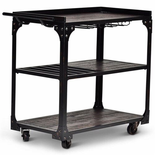 Sherlock Bar Cart in Tobacco Brown and Black Frame Perspective: front