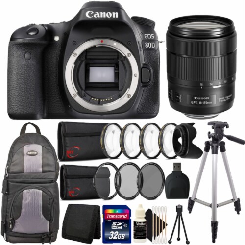Canon Eos Rebel 80d 24.2mp Dslr Camera 18-135 Is Usm Lens Top
