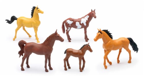 Country Life Farm Animal Set, Five Horses Without Saddles (05593D) Perspective: front