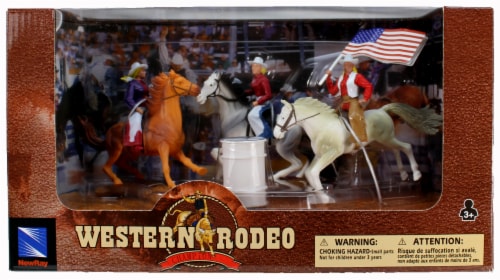 Western Rodeo Playset - Cowgirls Horses and Flag Perspective: front