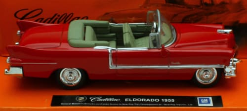 1:43 Scale Die-Cast Red 1955 Cadillac Eldorado Convertible Perspective: front