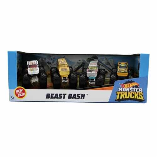 Hot Wheels Monster Trucks 1 64 4 Pack Vehicles Beast Bash 1 Food 4 Less