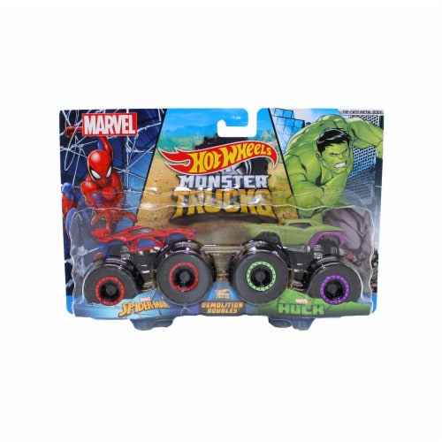 Hot Wheels Monster Trucks 1 64 Scale Demolition Doubles Spiderman vs Hulk 1 Pick n Save