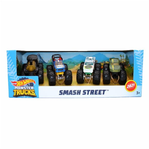 4 packs Smash Crashers Toy Trucks Cars - w free play box