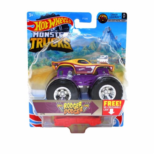 Hot Wheels Monster Trucks 1 64 Scale Rodger Dodger Purple Includes