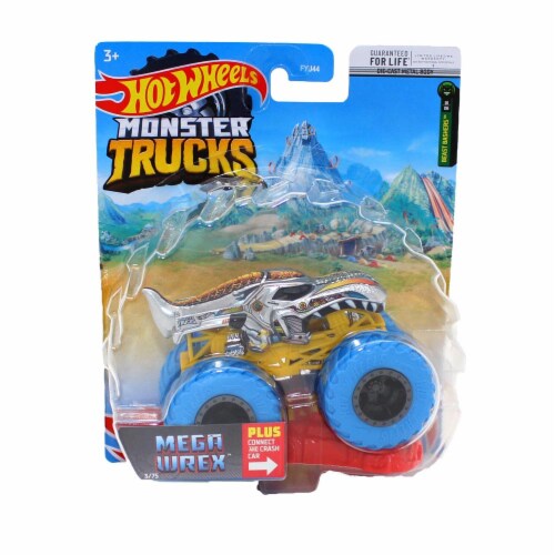 Hot Wheels Monster Trucks 1:64 Scale Mega Wrex Silver Includes Connect and  Crash Car, 1 - Fry's Food Stores