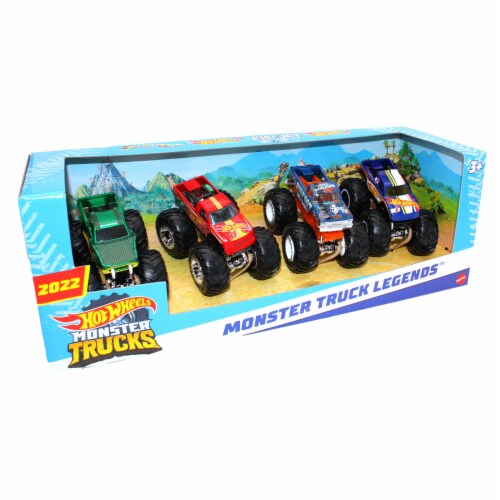 Hot Wheels Monster Trucks 1:64 4-Pack Assortment, Multipack of Toy