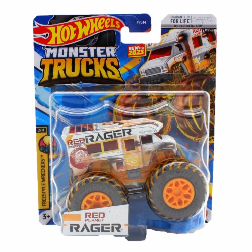 Hot Wheels Monster Trucks 1:64 Scale Red Planet Rager Includes Connect and Crash Car Perspective: front