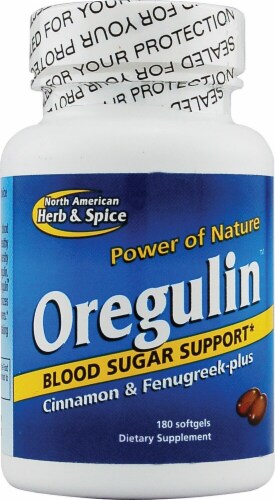 North American Herb & Spice Oregulin Cinnamon & Fenugreek Plus Softgels Perspective: front
