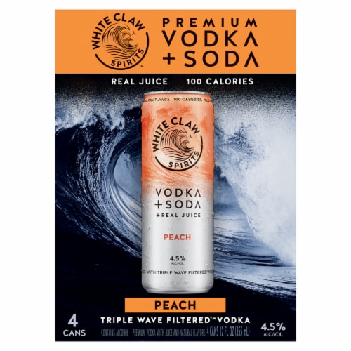White Claw Peach Vodka Soda Ready to Drink Cocktail Perspective: front
