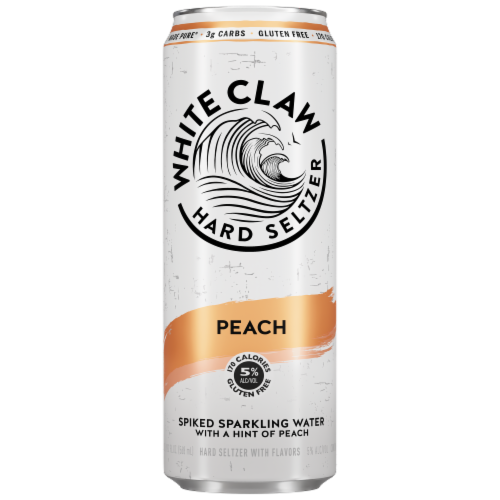 White Claw Peach Hard Seltzer Can Perspective: front
