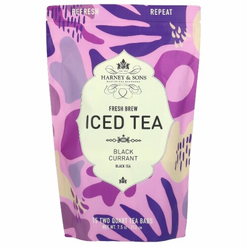 Harney & Sons Fresh Brew Iced Tea Black Currant Black Tea 15 Tea Bags - 7.5 oz (212 g) Perspective: front