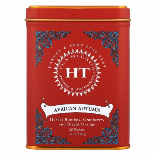 Harney & Sons HT Tea Blend African Autumn Caffeine-Free 20 Sachets - 1.4 oz (40 g) Perspective: front