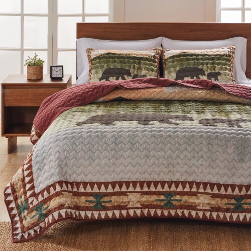 By the Lake Natural, Quilt Set 3-Piece Full/Queen Perspective: front