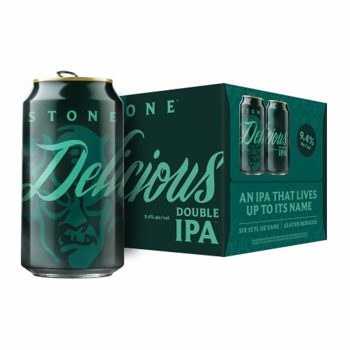Stone® Delicious Double IPA™ Craft Beer Cans Perspective: front