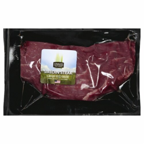 Strauss Free Raised Grass Fed Beef Sirlon Steak Perspective: front