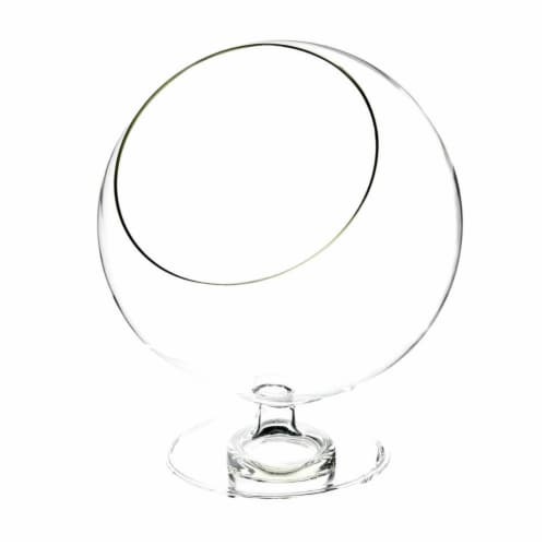 Athenas Garden VCH0610 Clear Slant Cut Bowl Vase on Stand & Terrarium - Slant Open Perspective: front