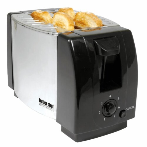 Better Chef 2-Slice Toaster With Pull-Out Crumb Tray Chrome Perspective: front