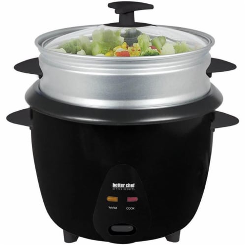 Better Chef IM-406ST 5 Cup Rice Cooker with Food Steamer Attachment Perspective: front