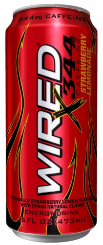 Wired® X344 Strawberry Lemonade Energy Drink Can Perspective: front