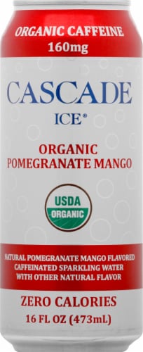 Cascade Ice Organic Pomegranate Mango Caffeinated Sparkling Water Perspective: front