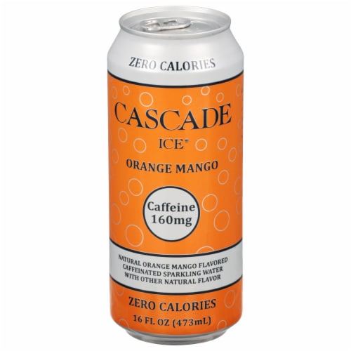 Cascade Ice® Caffeinated Orange Mango Flavored Sparkling Water Can Perspective: front