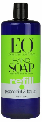 EO Essential Oil Products Liquid Hand Soap Refill Peppermint and Tea Tree Perspective: front