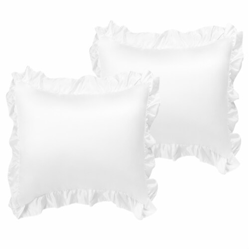 PiccoCasa 2 Pcs Ruffled Satin Pillowcase with Envelope Closure Perspective: front