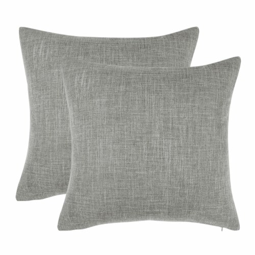 uxcell 2pcs Decorative Cotton Linen Square Throw Pillow Cover Cases for Couch Bed Gray Perspective: front