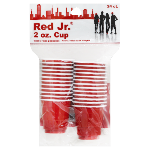 Red Jr. 2 Oz. Red Plastic Cups (24-Pack) 3711810443 Pack of 6 Perspective: front