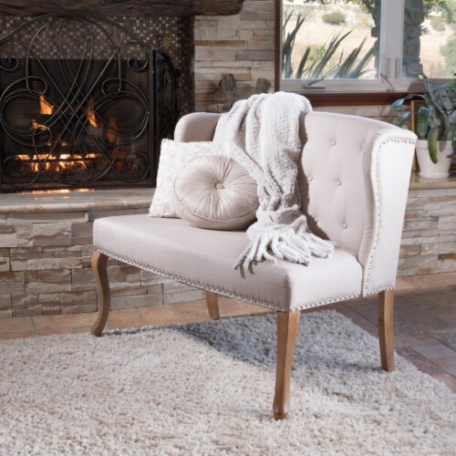 Beige tufted loveseat discount