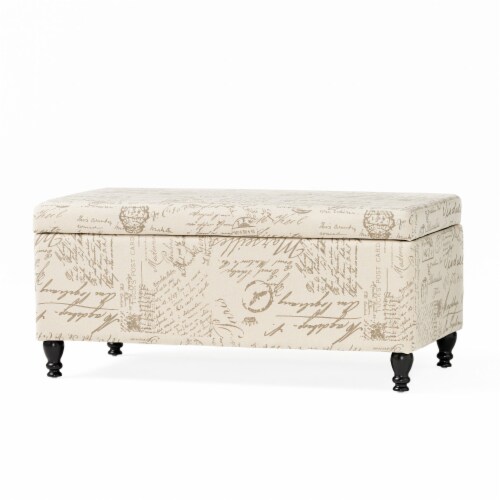 Fred Meyer - Cerise Fabric Storage Ottoman Bench with French Script, 1 unit